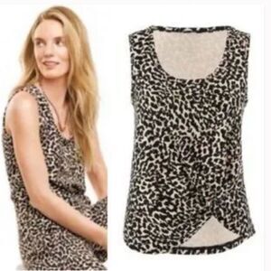CAbi Knotty Tank #5759 Leopard Black Brown Ivory Shirt Top Career Plus XXL
